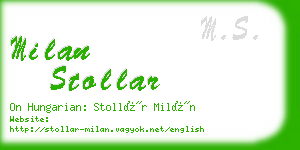 milan stollar business card